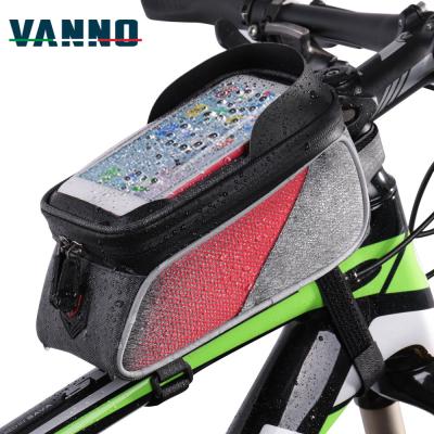 China Polyester VANNO Bicycle Accessories Mobile Phone Holder Front Frame Waterproof Bike Phone Bag for sale