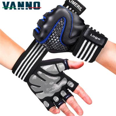 China Firm Grip VANNO 5MM Padded Full Wrist Support Workout Weightlifting Bodybuilding Training Fitness Gym Gloves for sale