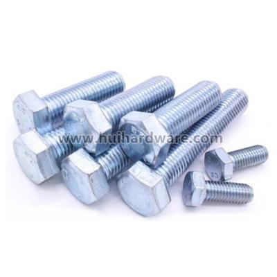 China Galvanized Connection 8.8 Blue Carbon Steel GB30 White Hex Bolt With Full Thread for sale