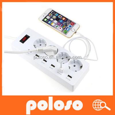 China Residential / General Purpose EU AC Outlet 6USB 4 Port Power Adapter Extension Socket With CE ROHS for sale