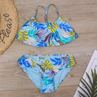 China Swimwear 2021 seaside floral pink nc bikini bottoms girls breathable blue sleeveless bridle swimwear for sale