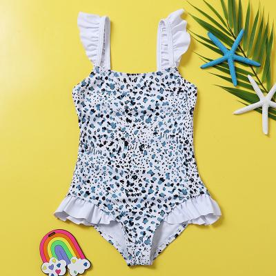 China 2021 One-Piece Children's Swimwear CIA Girls Swimwear Breathable Leopard Print Swimwear for sale