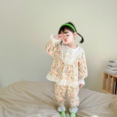 China 2021 children's casual spring and autumn boutique loose Korean style home Pajamas Sets Girls clothes pants long-sleeved pajamas for sale