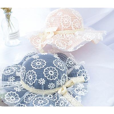 China Image Flofallzique 2020 summers retro embroidery flower pattern cute knitted lace decoration girl soft hat for casual outdoor for sale