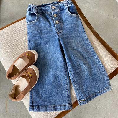 China Children's Breathable Clothing 2021 Spring Children's Retro Soft Denim Foreign Style Baby Straight-leg Jeans for sale