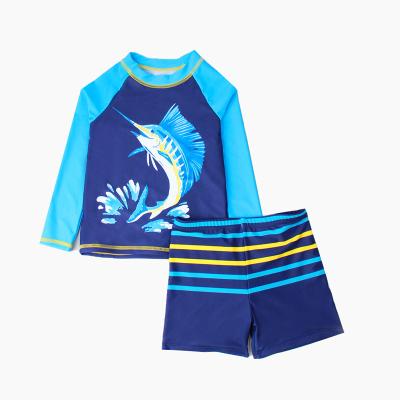 China 2021 Kids Swimwear Boys Long Sleeve Shark Slit Breathable Swimwear Set Boys Kids Sunscreen Quick-drying Baby Swimwear for sale