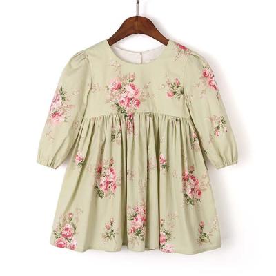 China New RTS 2019 breathable flower printing beautiful children's dress simple version baby Korean long sleeve dress for sale