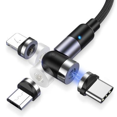 China Free Shipping Strong Magnetic AM59 1M 540 Degree Rotate Phone Charger Led Usb 3 In 1 Magnetic Charging Cable for sale