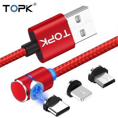 China With magnetic +Strong +360Â LED indicator; ° Free Shipping TOPK 2M Rotation Micro AM30 Logo 360 Degree Rotating Magnetic Usb Cable Fast Charging Cable for sale