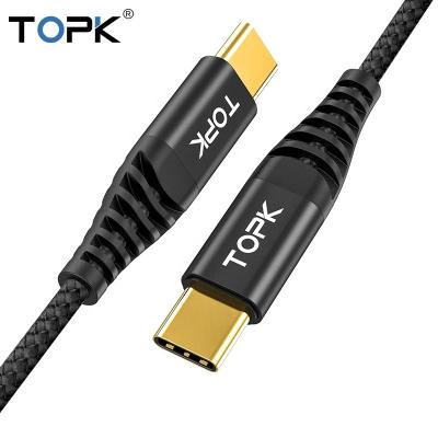 China 3A TOPK Logo Palladium Usb C To Usb C Cable Braided Usb C Cable Fast Charging Nylon Braided Mobile Phone Cable for sale