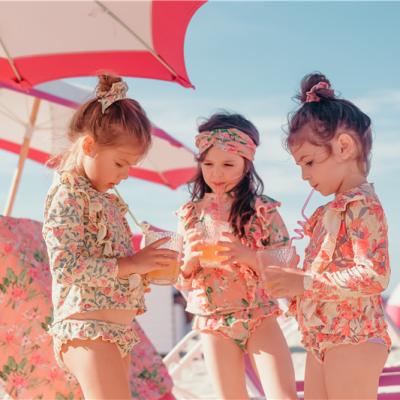 China Kids Bikini Floral Print Plus Size Long Sleeve Babies Swimsuit For Rash Guard Kids Toddler Swimwear And Sswimming Trunks for sale