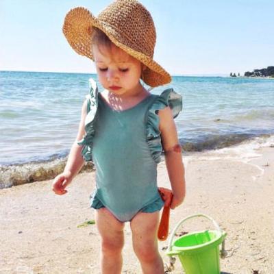 China Plus Size 2022 Summer Baby Cartoon Printing Long Sleeve Toddler Swimsuit Children One Piece Swimwear For Wholesale for sale