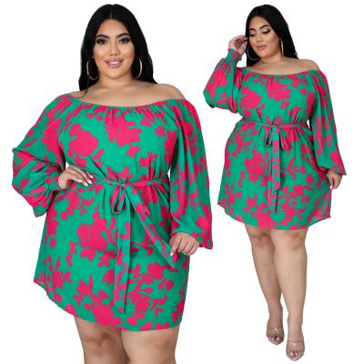 China Digital Printing Anti-Static Customized Long Sleeve Women Plus Size Dress Loose Skirt for sale