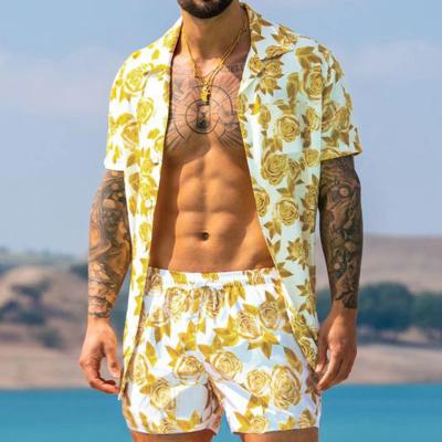 China New Arrival Mens Summer Beach Anti-pilling Shirt Set Custom 2 Piece Mens Shirt And Short Set for sale