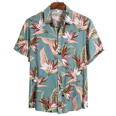 China 2022 New Arrival Custom Made Floral Printed Camicias Shortsleeve Men's Hawaiian Shirts Anti-pilling Mens Beach Shirts for sale