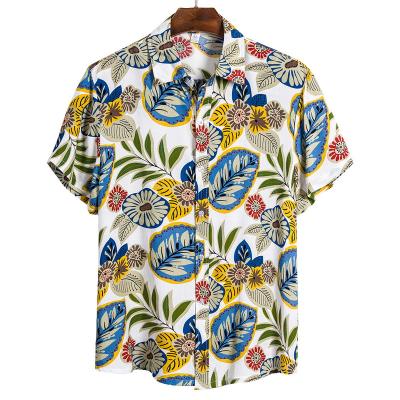 China New Arrival Anti-Pilling Mens Shirts Mens Hawaiian Casual Wild One Button Shirts Printed Shortsleeve Blouses Tops for sale