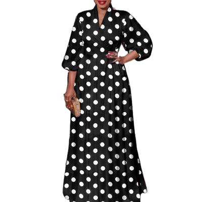 China Dot Women Clothing Long Sleeve Viable Oversized Women's Wrap Dress Bigger Plus Size Dresses Skirts Women Dress Spring for sale