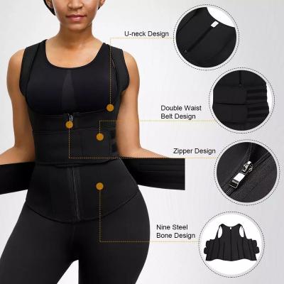 China Women Breathable Weight Loss Corset Slimming Vest Waist Trainer Sweat Neoprene Sauna Sauna Adjustable Waist Shaper Belt for sale