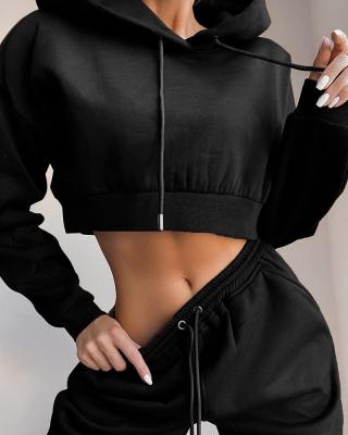 China Breathable Tracksuit Plus Size Two Piece Jogger Set Women Long Sleeve Top Crop Hoodies Joggers Suits for sale