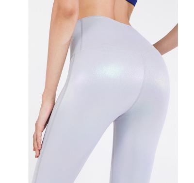 China New Design Women's Breathable Sports Wear High Waist Skinny Fitness Tights Stretch Durable Shinny Shiny Yoga Pants Gaiters for sale