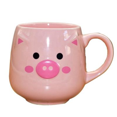 China Sustainable Cute Animal Ceramic / Porcelain 3D Pig Pink Coffee Mug For Promotion Gifts for sale