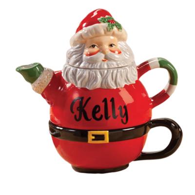 China Santa Clause Christmas Viable Personalized Ceramic Teapot for sale