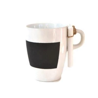 China Viable Black Chalk Ceramic Glazed Mug In Stoneware Material, Chalk Mug Wholesale for sale