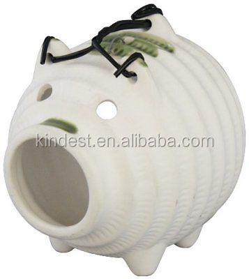 China Traditional Style Ceramic Mosquito Cartoon Pig Coil Repellent Incense Holder for sale