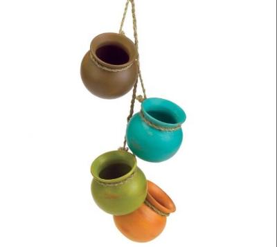 China Modern Hanging Ceramic Planting Pot Set Indoor Outdoor Herbs Flowers , Ceramic Hanging Flower Pots Planter for sale