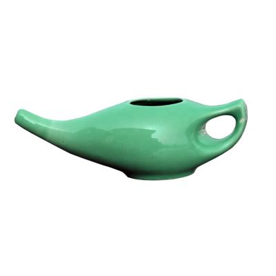 China Factory Direct Sustainable Health Care Colorful Ceramic Neti Pot With Handle Nasal Care For Sale Green Porcelain for sale