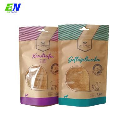 China 500pcs Custom Safety Digital Printed Food Packaging Stand Up Pouch Brown Kraft Paper Coffee Tea Bag With Zipper And Window for sale