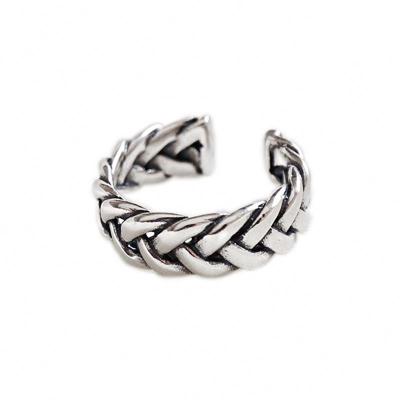 China FASHIONABLE Korean Hot Selling Sterling 925 Originality Silver Plated Punk Thick Twist Ring Minimalistic Vintage Jewelry Wood Rings for sale