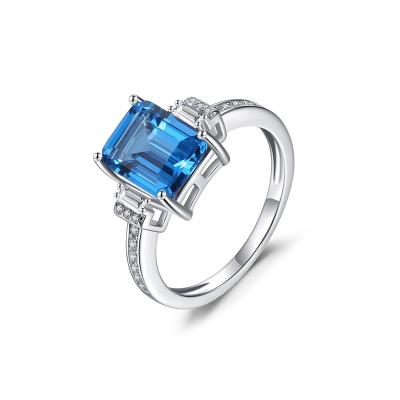 China New Vintage 925 Woman Fashion London Mystic Colorful Charm Real Big Sterling Silver Blue Topaz Ring for sale