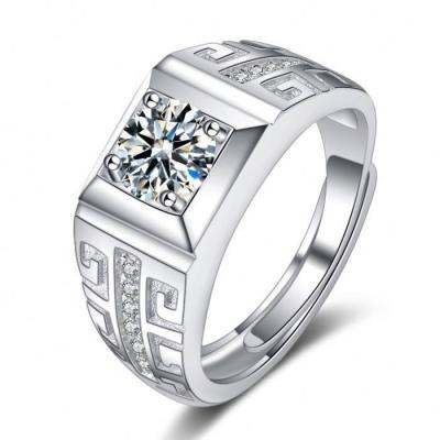 China FASHIONABLE Luxury Design Eourpe Style Wedding Party 925 Sterling Silver Platinum Plated Zircon Men Ring for sale