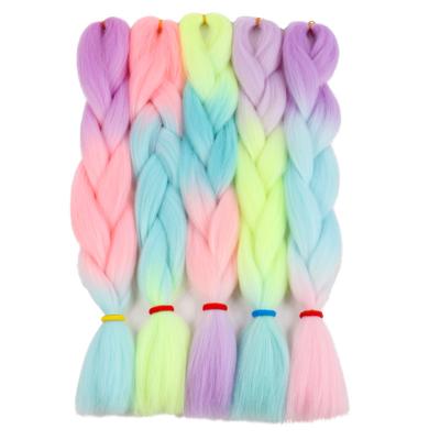 China Bright Chemical Fiber Silk African High Temperature Dreadlocks Gradient Fluorescent Color Synthetic Wig Braid Braids Big In Dark Glow Braids for sale