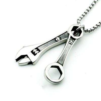 China Retro Hiphop Personality Locomotive Key Pendant Male European And American Pliers Titanium Steel Punk Ornaments Wholesale for sale