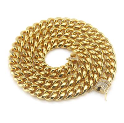 China Other Vintage Fashion Men's Big Cuba Gold Chain, Hip Hop Personality Diamond Buckle Necklace Accessories for sale