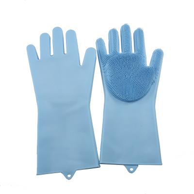 China Free Sample Durable Custom Slip Resistant Dishwashing House Scrubber Silicone Long Cleaning Gloves for sale