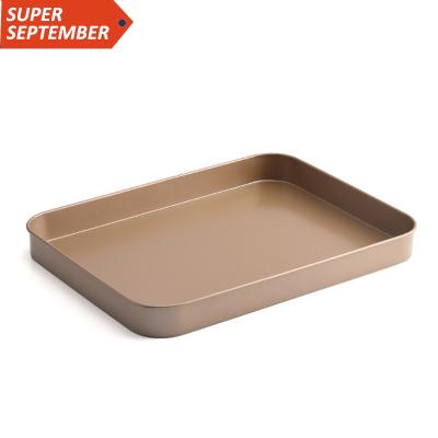 China Viable Food Grade Professional Baking Tool 10 Inch Rectangle Golden Cake Baking Tray for sale