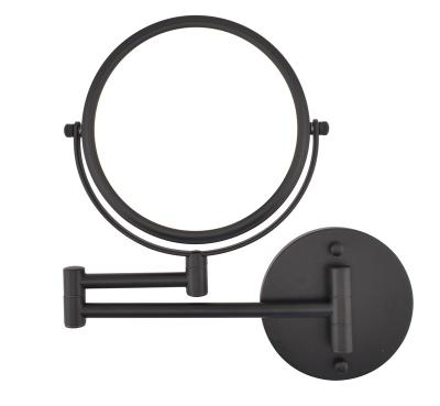 China Customized Logo Wall Mounted Mirror Black Magnifying Bathroom Mirror Round Shaped Cosmetic Mirror For Makeup for sale