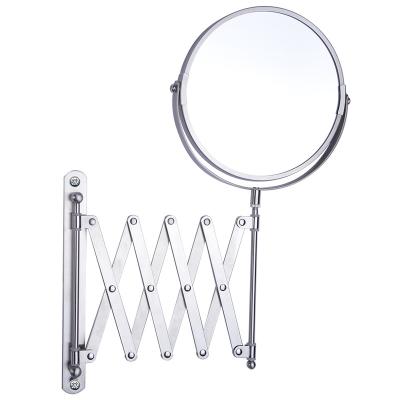 China 360 Degree Bathroom Mirror Metal Frame Hotel Bathroom Magnifying Wall Mounted Double Sided Rotating Vanity Mirror for sale