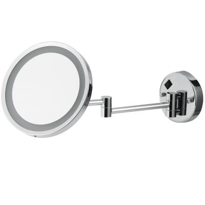 China Bathroom Magnifying Mirror Luxury Metal Led Magnifying Extendable Makeup Wall Mounted Mirror With Light for sale