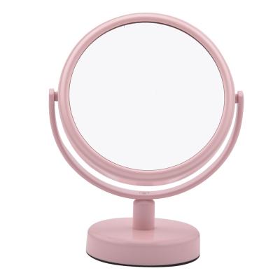 China Double Sided Tabletop Cosmetic Mirror Magnifying Makeup Mirror 360 Degree Rotation Round Shape Desktop Mirror for sale