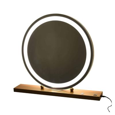 China Round Shape Lighted Led Vanity Mirror Gold Hollywood Mirror Light Hollywood Vanity Mirror With Lights Vertical for sale