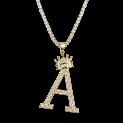 China Hiphop Hip Hop Iced Out Alphabet Letter Sterling Silver Pendant Necklace for sale