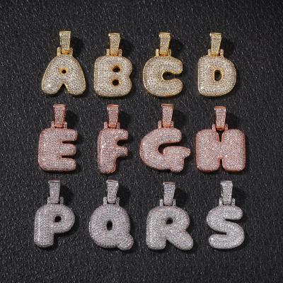 China Hiphop Bling Iced Out Initial Micro Pave CZ 26 Alphabets Charms Letter Pendant for sale