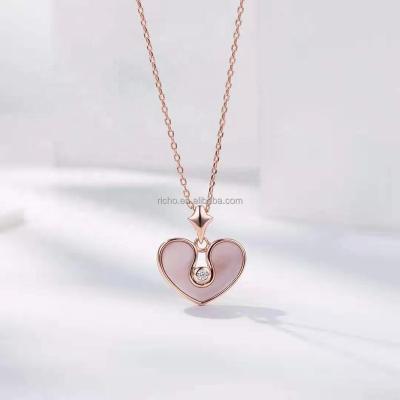 China Rose Gold Plated Heart Pendant Necklace 925 Silver Mysterious Pearl Jewelry for sale