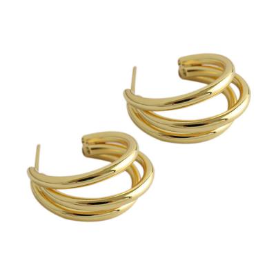 China Ring Female Earrings Gold Plated Earrings Cute Geometric Multilayer Circle Temperament for sale