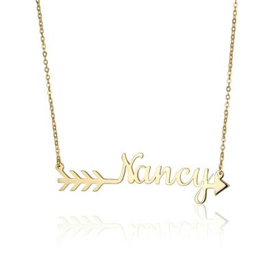 China Exquisite Simple Mysterious Cupid Arrow Pierce Necklace Name Plate Necklace for sale