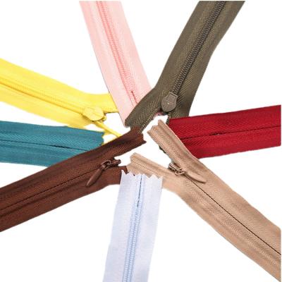 China Hot sale #3 wholesale cheap price close-end automatic lock nylon invisible zipper for dress and skirt for sale